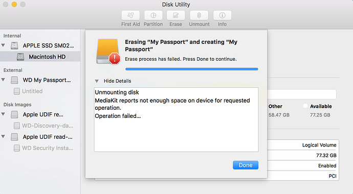 my passport for mac not letting me add files